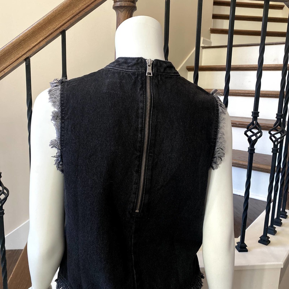 🎯FINAL SALE🎯 GAP 1969 Mock Neck Crop Top in Washed Black - N0420-5 - Picture 5 of 9